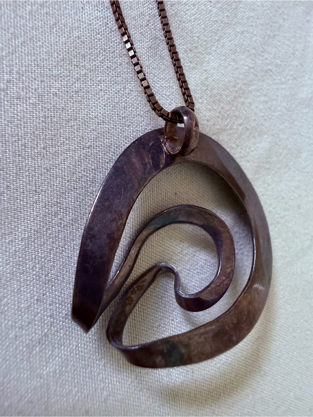 Contemporary Spiral Pendant Necklace in Dark Silver Tone - Picture 6 of 8